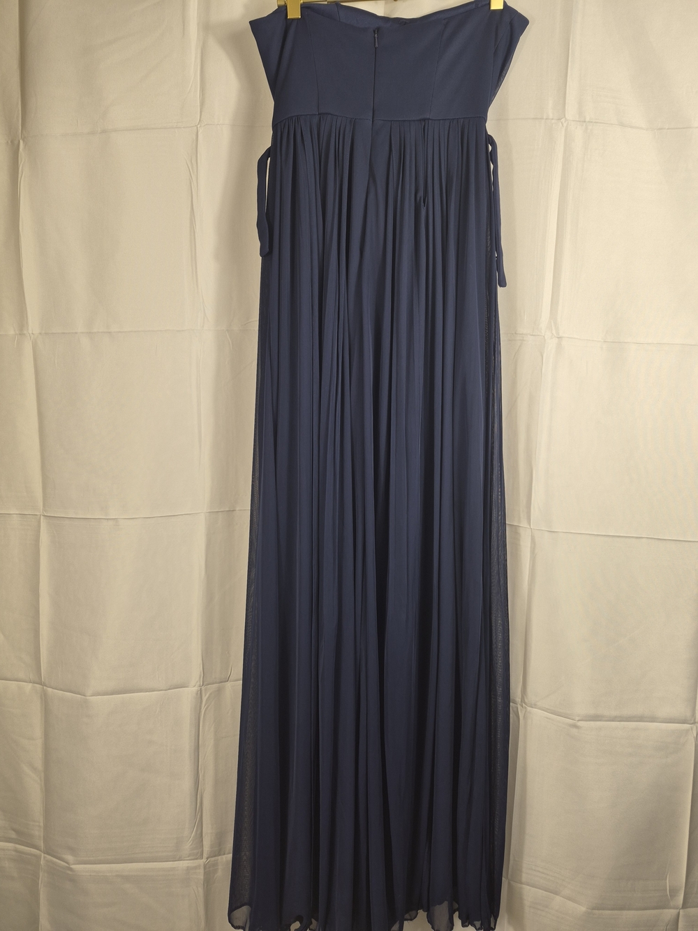 Navy Blue Maxi Dress- Elegant Pleated Design